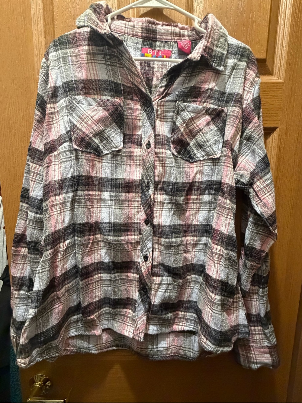 TC Pink, Black & White Plaid Button-Down Shirt